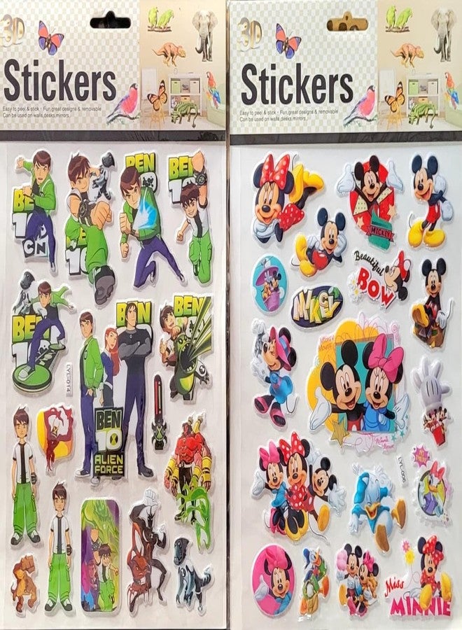 FULLFILLS Puffy 3D Foam self Adhesive Kids Stickers Kids Room Wall Books Cover Decoration (1Sheet BEN10-1Sheet Micky Mouse) - Image 1